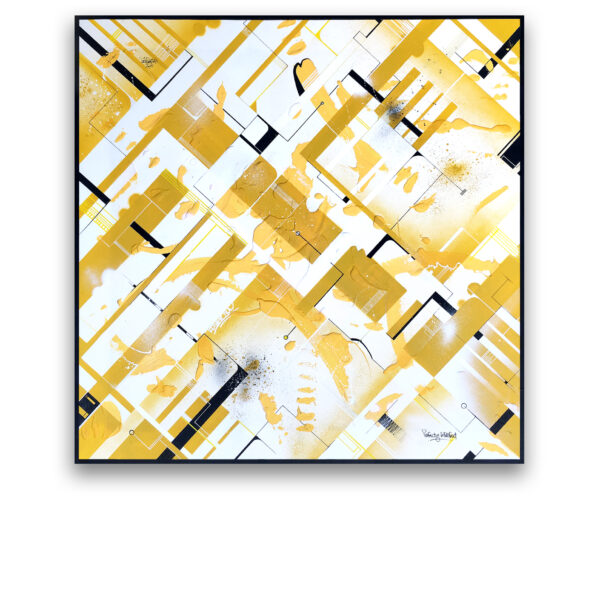 Perfectly Imperfect Yellow - 90x90cm - Acrylique, spray, posca - 2015 lloeill toile peinture graffiti.