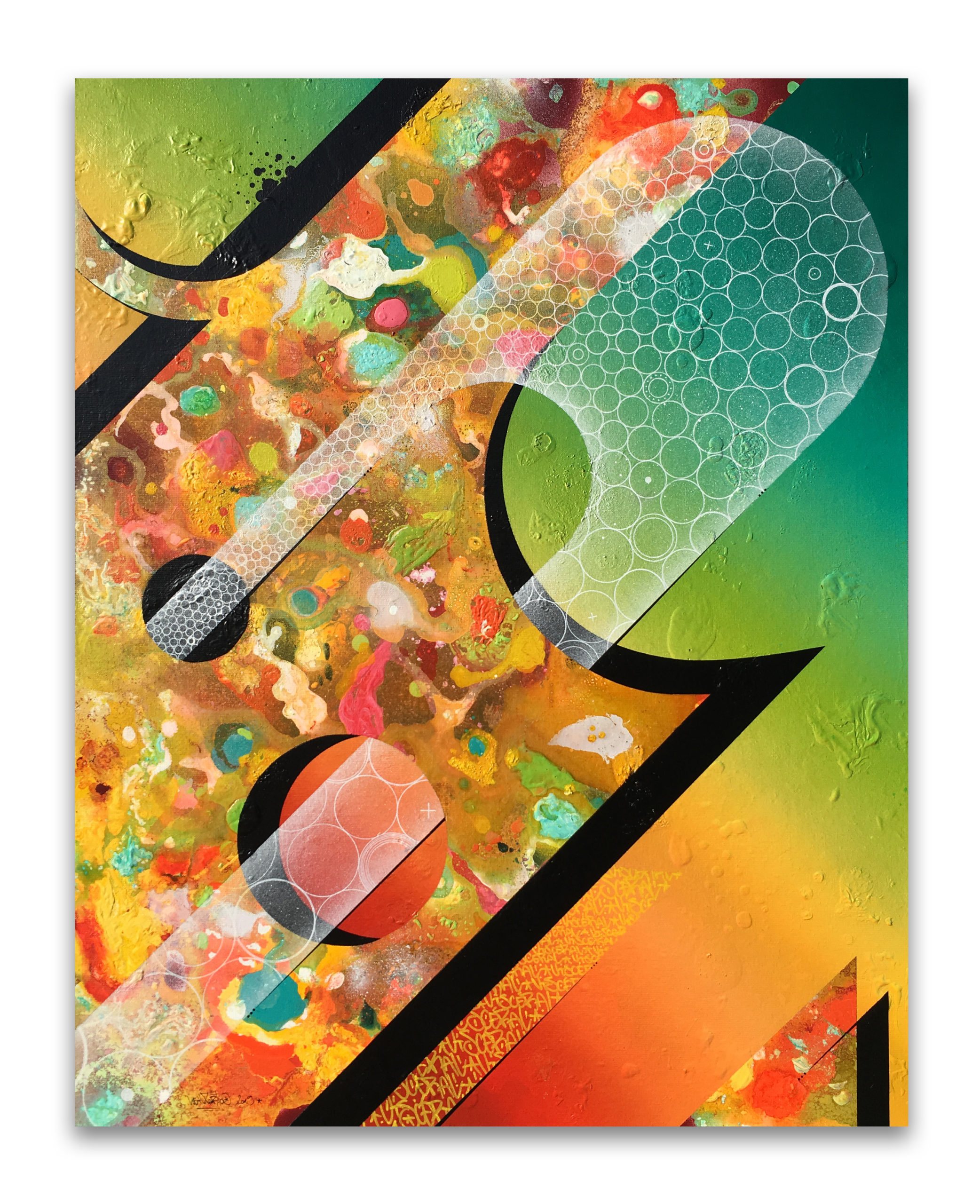 VISCERAL Green - 65x80 cm - Acrylique, aérosol, posca - 2019 lloeill toile peinture graffiti.